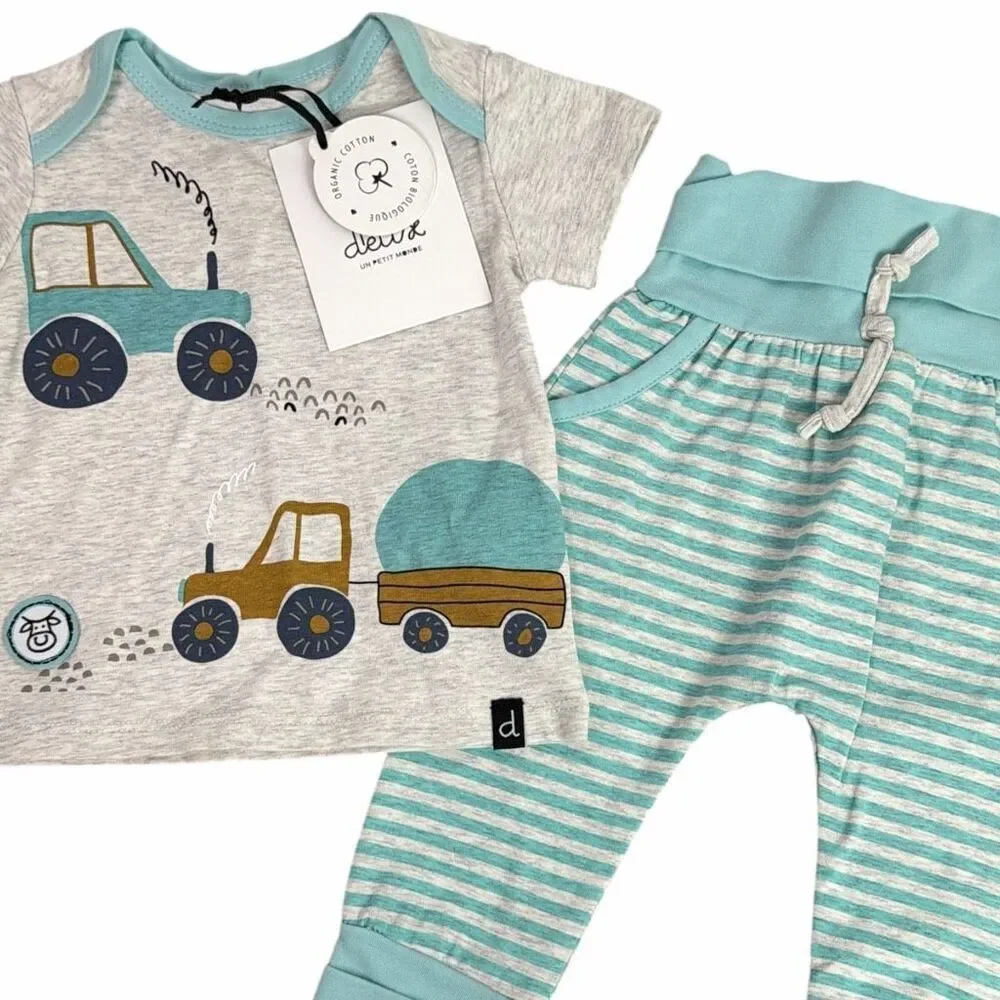 Deux par Deux Pant Top Set Green 3 Months NEW
